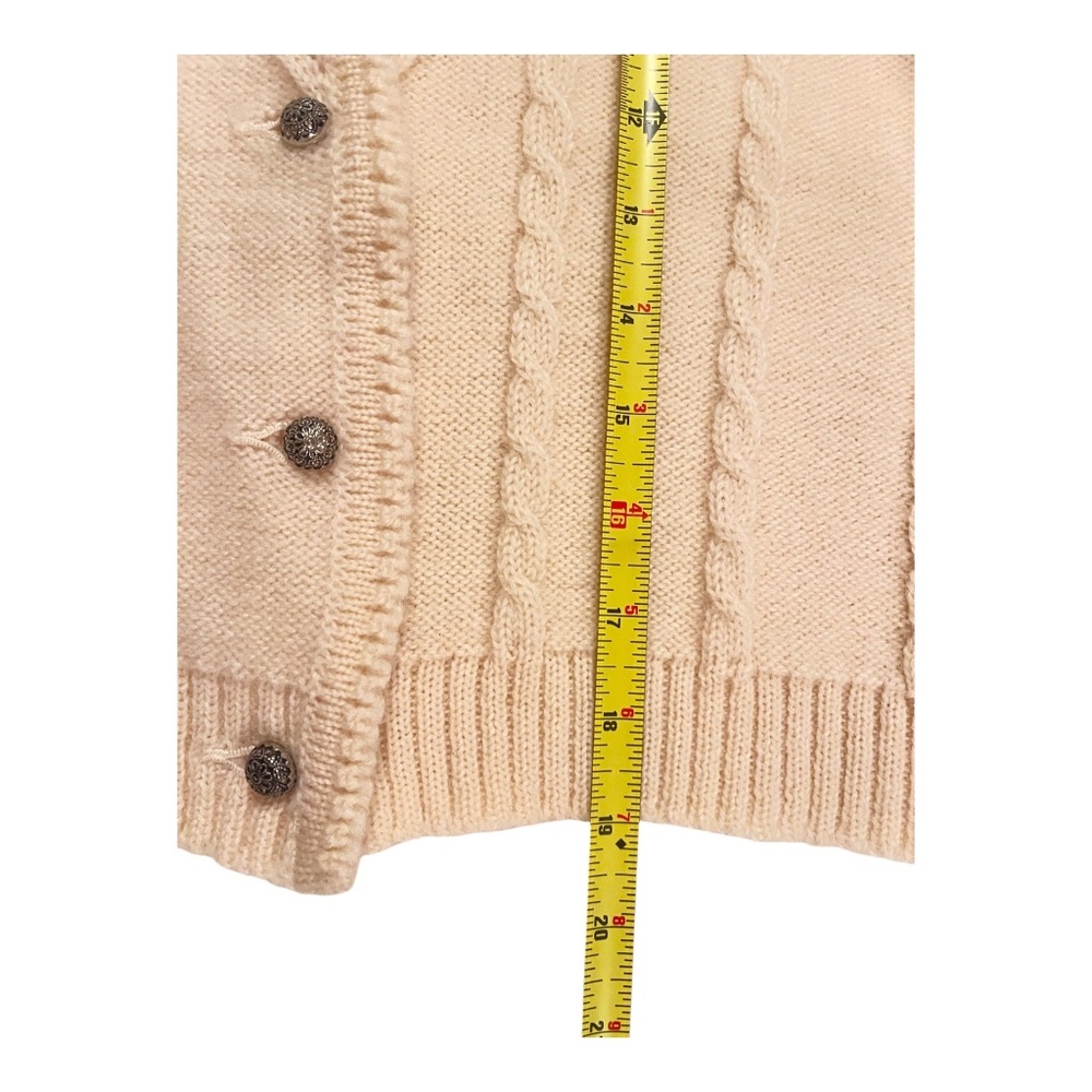 Achalm Strick German Virgin Wool Vintage Cardigan Cream Cable Knit Size Small - Picture 5 of 13